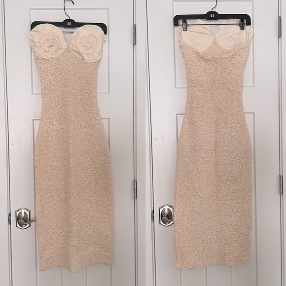 Mara Hoffman Mona Strapless Rosette Organic Cotton Midi Dress Cream NEW with tag - Picture 3 of 15